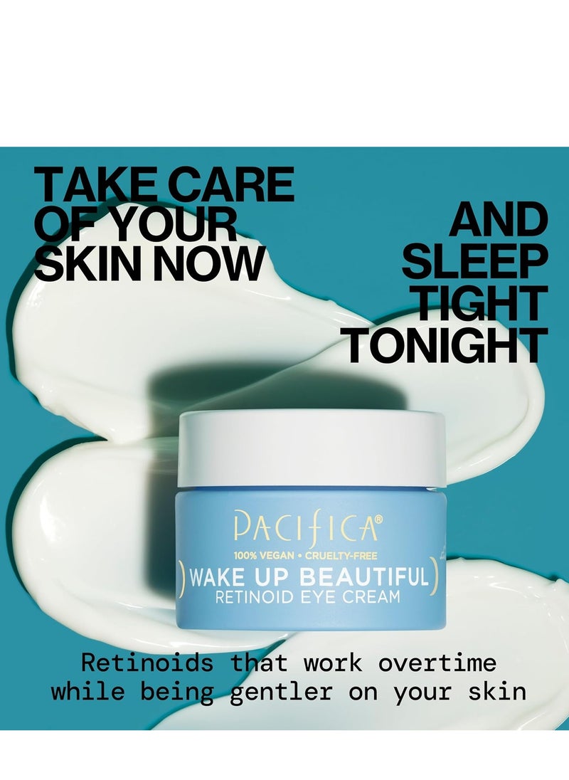 Pacifica Beauty, Wake Up Beautiful Retinoid Daily Under Eye Cream, For Aging Skin, Petroleum-Free Retinoid, Melatonin, Treat Fine Lines + Wrinkles, Clean Skin Care, Vegan + Cruelty Free, 0.5 Fl Oz