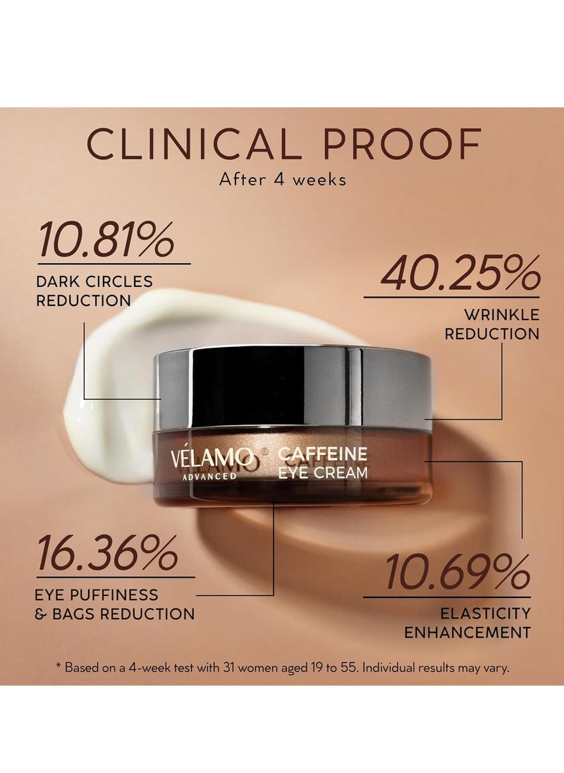 VELAMO ADVANCED Caffeine Eye Cream: for Dark Circles Puffiness Under Eye Bags Wrinkles Fine Lines 0.5 OZ/15g