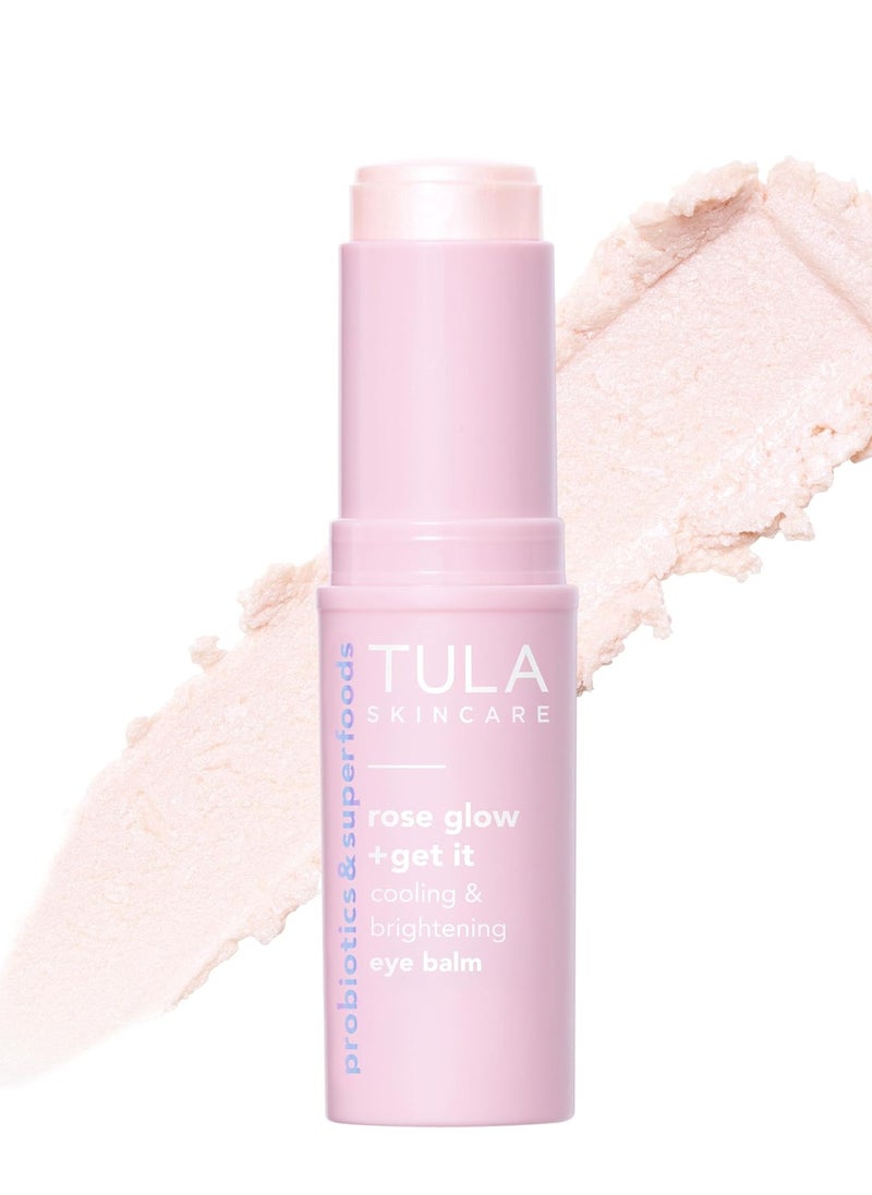 TULA Skin Care Eye Balm Rose Glow - Dark Circle Treatment, Instantly Hydrate and Brighten Undereye Area, Portable and Perfect to Use On-the-go, 0.35 oz.