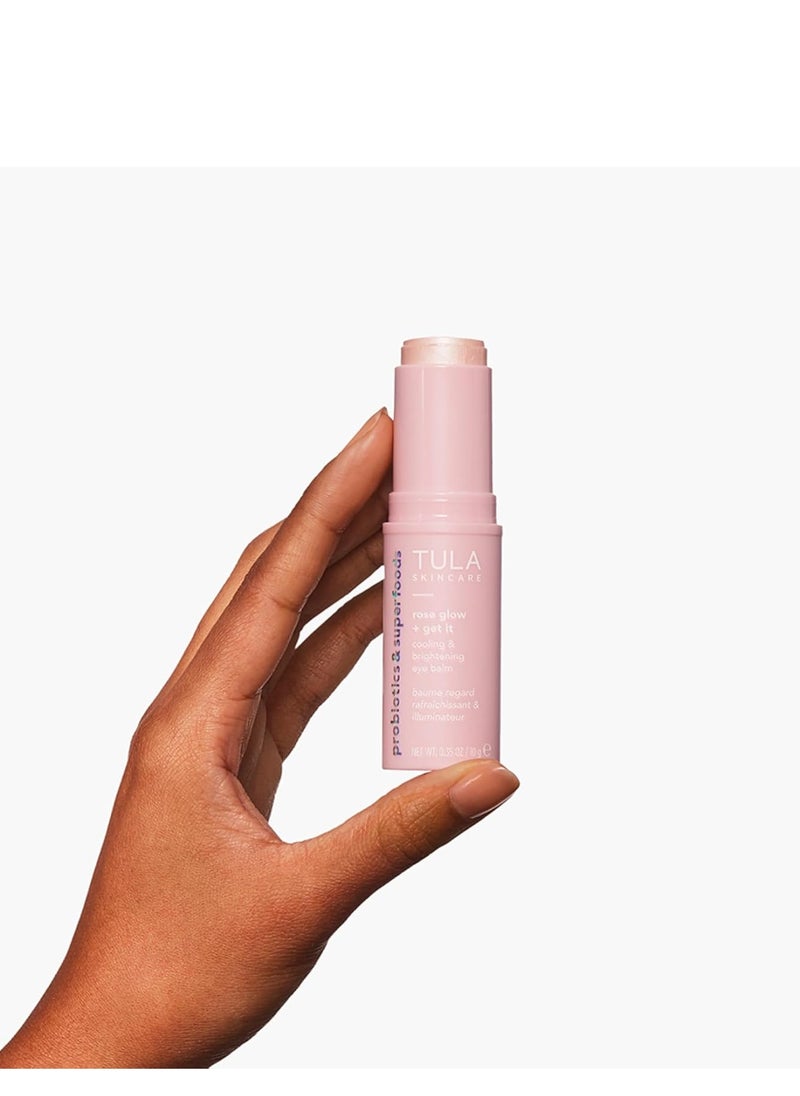TULA Skin Care Eye Balm Rose Glow - Dark Circle Treatment, Instantly Hydrate and Brighten Undereye Area, Portable and Perfect to Use On-the-go, 0.35 oz.