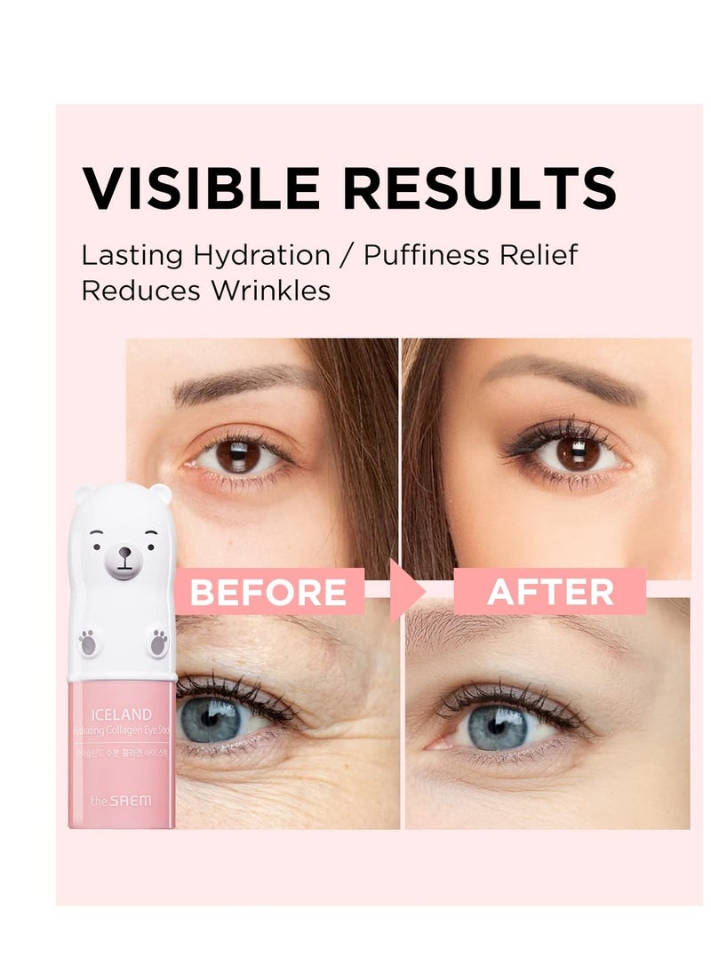 The SAEM Iceland Hydrating Collagen Eye Stick - Anti-wrinkle Moisturizing Eye Balm for Saggy Skin – Under Eye Treatment - Balm to Smooth Skin Texture - Rose Scent, 0.24oz 2 Pack