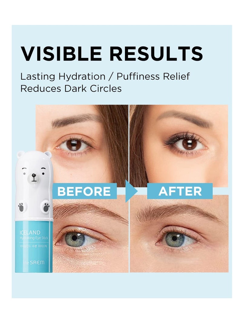 The SAEM Iceland Hydrating & Collagen Eye Stick 2 Pack - Cooling & Anti-Wrinkle Eye Balm for Dark Circles and Puffiness – Under Eye Treatment - Reduce Wrinkles and Moisturizing - Duo Set