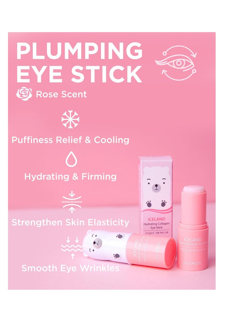 The SAEM Iceland Hydrating & Collagen Eye Stick 2 Pack - Cooling & Anti-Wrinkle Eye Balm for Dark Circles and Puffiness – Under Eye Treatment - Reduce Wrinkles and Moisturizing - Duo Set