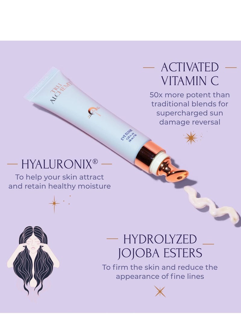 Tru Alchemy Eye Elixir Cooling Eye Treatment Cream - Dark Circle Eye Cream for Puffiness and Bags Under Eyes - Caffeine, Hyaluronic Acid, Vitamin C