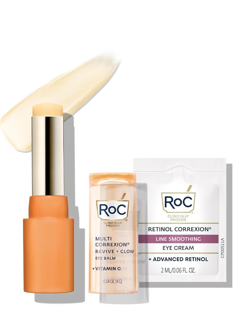 RoC Multi Correxion Revive + Glow Vitamin C Eye Balm (0.14 oz) with Retinol Eye Cream Packette