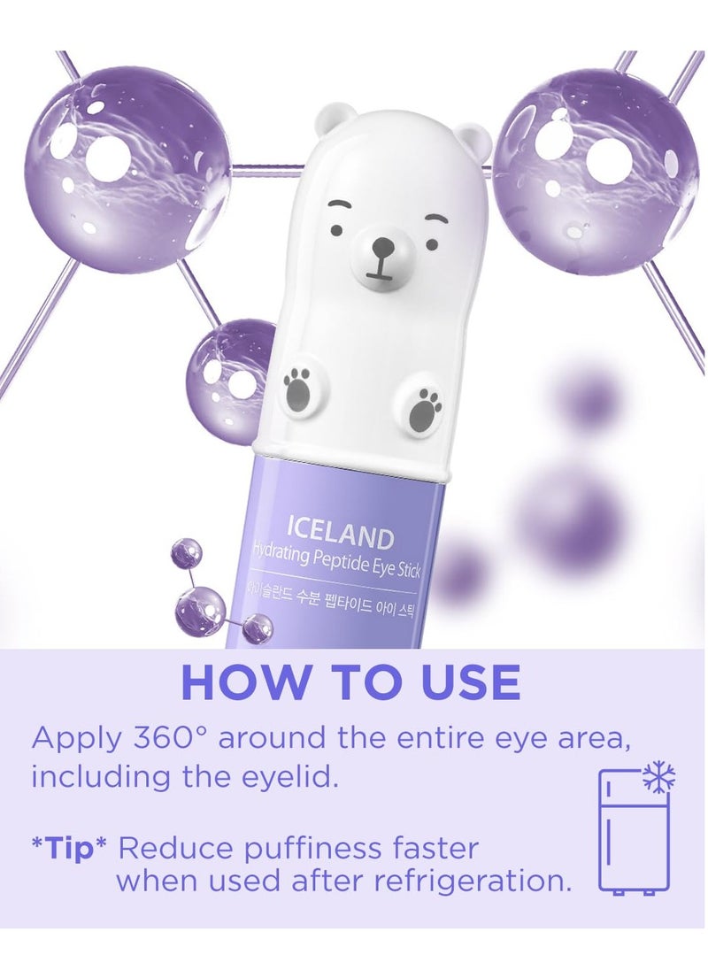 THESAEM Iceland Hydrating Peptide Eye Stick 0.24oz - Elasticity, Cooling, Moisturizing Eye Balm for Loose Skin – Under Eye Treatment - Balm to Smooth Skin Texture - Daisy Flower Scent, 2 Pack