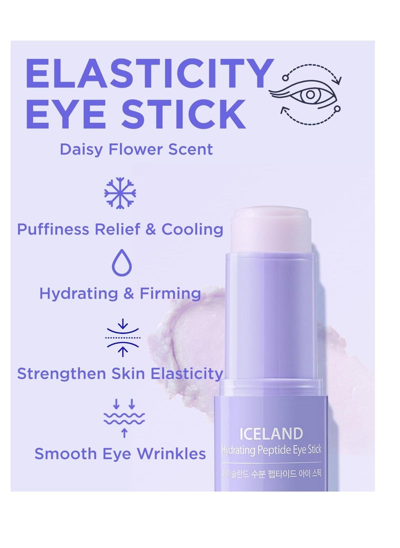 THESAEM Iceland Hydrating Peptide Eye Stick 0.24oz - Elasticity, Cooling, Moisturizing Eye Balm for Loose Skin – Under Eye Treatment - Balm to Smooth Skin Texture - Daisy Flower Scent, 2 Pack