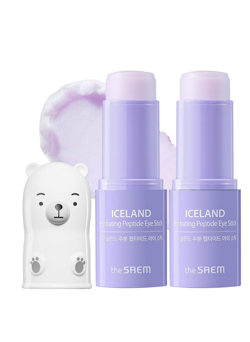 THESAEM Iceland Hydrating Peptide Eye Stick 0.24oz - Elasticity, Cooling, Moisturizing Eye Balm for Loose Skin – Under Eye Treatment - Balm to Smooth Skin Texture - Daisy Flower Scent, 2 Pack