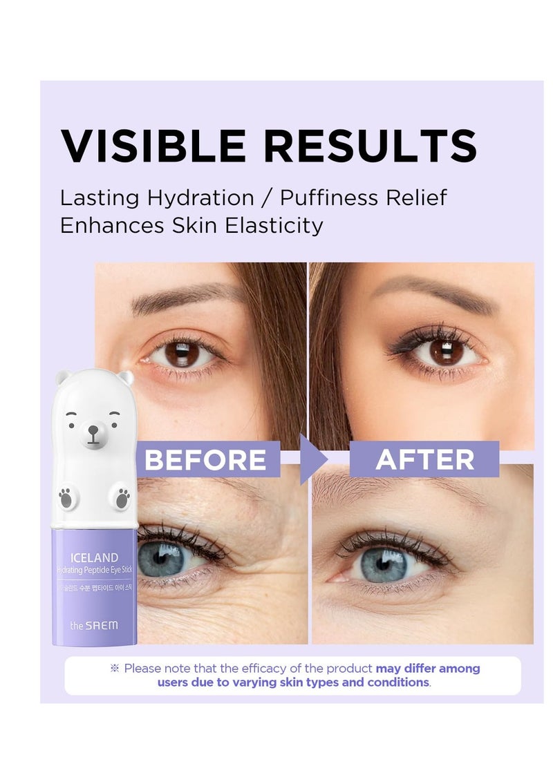 THESAEM Iceland Hydrating Peptide Eye Stick 0.24oz - Elasticity, Cooling, Moisturizing Eye Balm for Loose Skin – Under Eye Treatment - Balm to Smooth Skin Texture - Daisy Flower Scent, 2 Pack