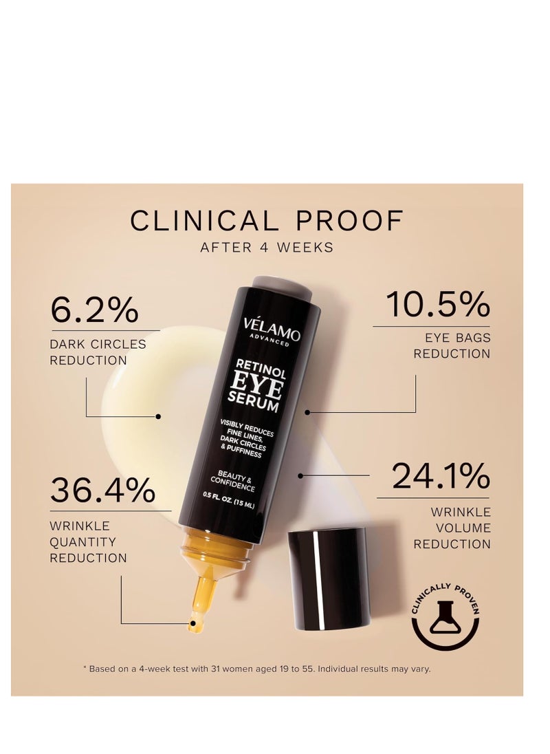 Retinol Eye Cream Anti Aging: Under Eye Cream for Dark Circles Puffiness Eye Bags - Help Reduce Appearance of Wrinkles Fine Lines - with Caffeine Peptides Hyaluronic Acid Ceramides 0.5 FL OZ/15mL