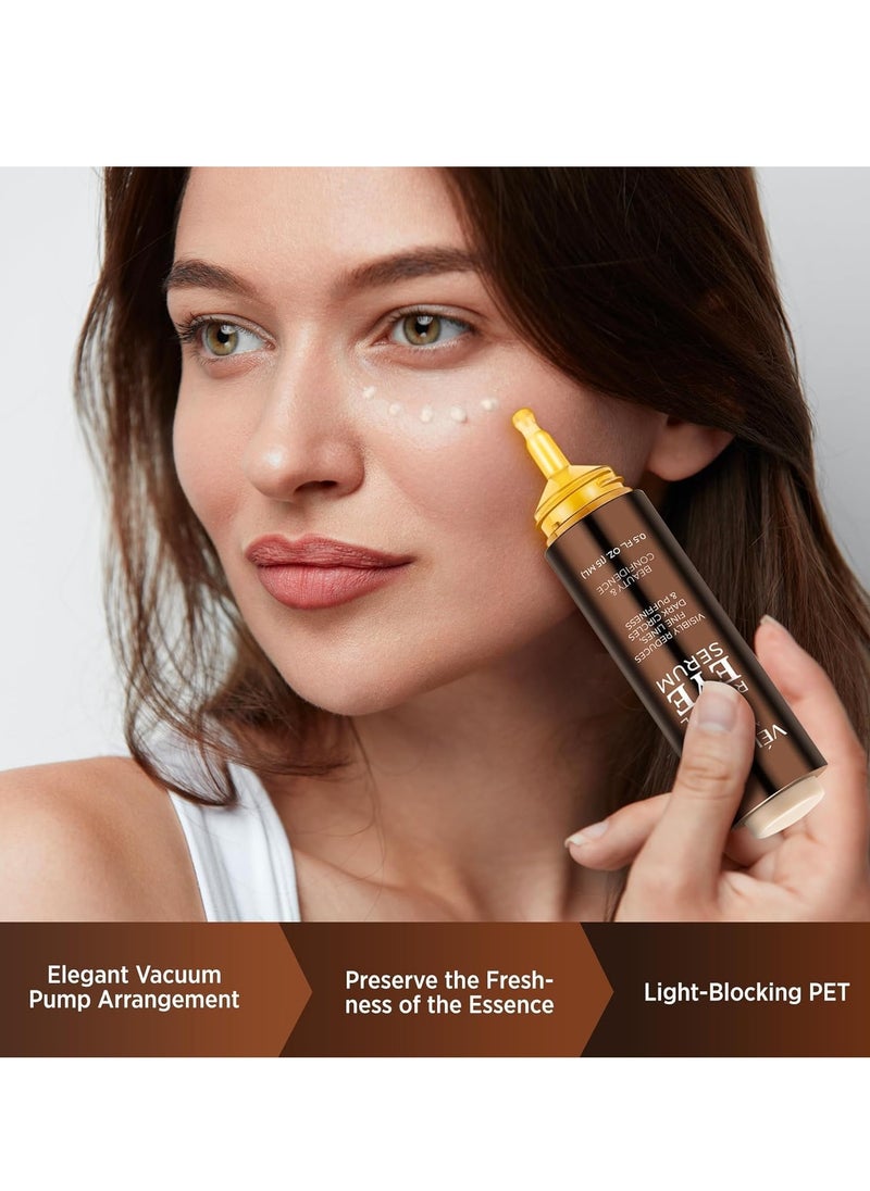 Retinol Eye Cream Anti Aging: Under Eye Cream for Dark Circles Puffiness Eye Bags - Help Reduce Appearance of Wrinkles Fine Lines - with Caffeine Peptides Hyaluronic Acid Ceramides 0.5 FL OZ/15mL