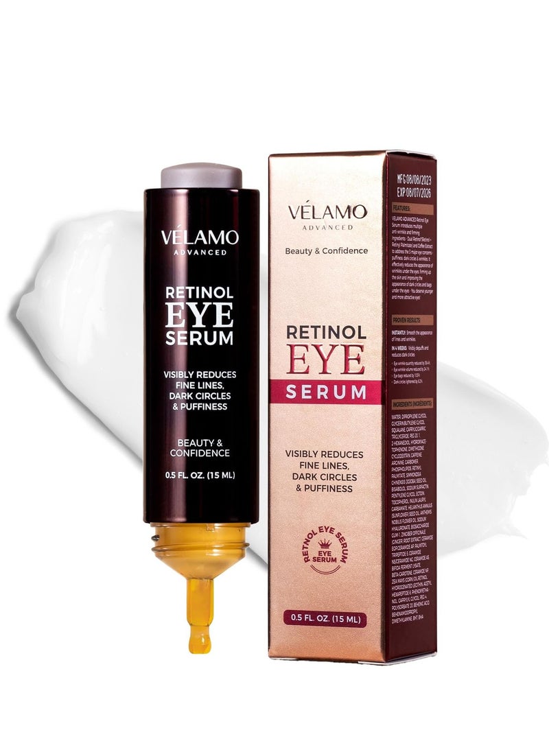 Retinol Eye Cream Anti Aging: Under Eye Cream for Dark Circles Puffiness Eye Bags - Help Reduce Appearance of Wrinkles Fine Lines - with Caffeine Peptides Hyaluronic Acid Ceramides 0.5 FL OZ/15mL