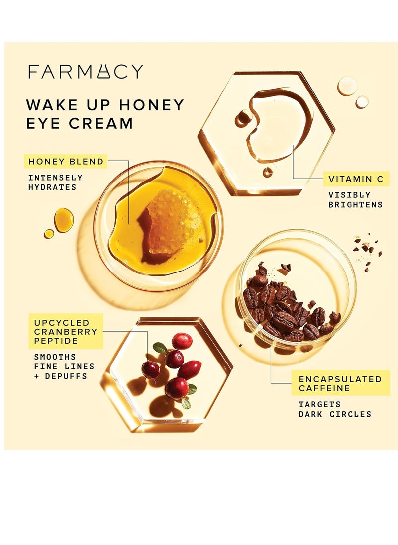 Farmacy Wake Up Honey Vitamin C + Caffeine Eye Cream - Anti-Aging Under Eye Cream for Dark Circles and Puffiness - Hyaluronic Acid + Antioxidants Hydrate and Smooth Wrinkles Over Time (15ml)
