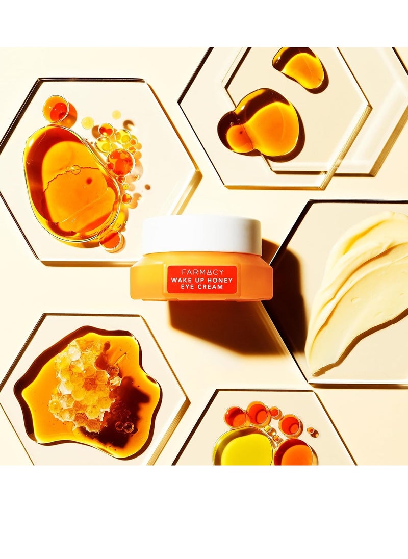 Farmacy Wake Up Honey Vitamin C + Caffeine Eye Cream - Anti-Aging Under Eye Cream for Dark Circles and Puffiness - Hyaluronic Acid + Antioxidants Hydrate and Smooth Wrinkles Over Time (15ml)