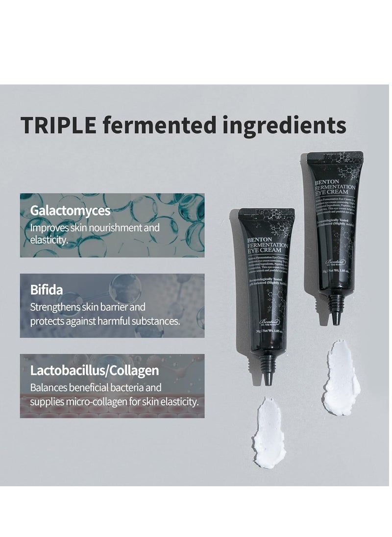 BENTON Fermentation Eye Cream New Version (1.05 oz.) - Galactomyces & Bifida Ferment Anti-Wrinkle Eye Treatment Cream, Dark Circles & Puffiness & Under Eye Bags