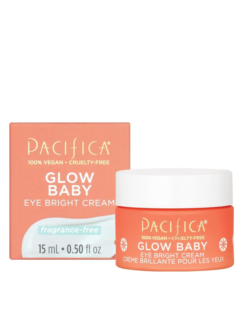 Pacifica Eye Cream for Women - Glow Baby Brightening Eye Cream Eye Cream - Dark Circles Caffeine Under Eye Treatment w/ Vitamin C, Caffeine, Hyaluronic Acid Vegan Cruelty-Free Dermatologist Tested