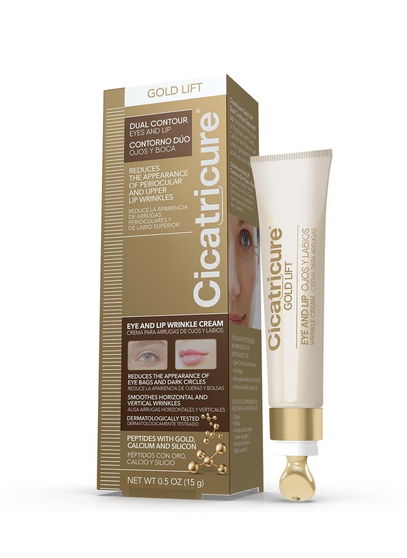Cicatricure Gold Lift Dual Contour Eye and Lip Wrinkle Cream, Anti Aging Skin Care to Reduce Dark Circles, Puffiness & Expression Lines, 0.5 Ounce