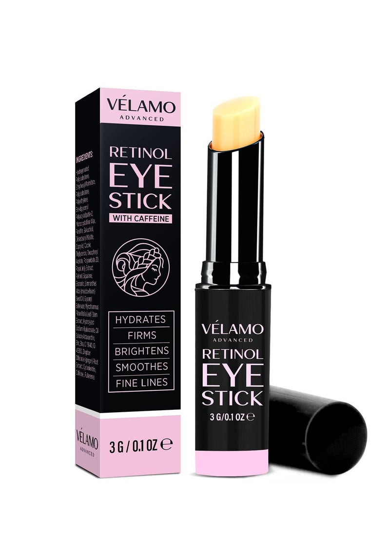 VELAMO ADVANCED Retinol Eye Stick: Retinol Eye Cream for Dark Circles and Puffiness with 1% Bakuchiol and Caffeine - Visibly Reduces Fine Lines Wrinkles Under Eye Bags with Upgraded Formula 0.1 OZ/3g
