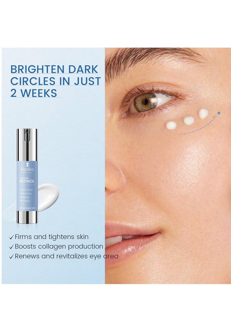 Retinol Eye Cream for Dark Circles: Anti-Wrinkle Under Eye Cream - Night Care Eye Cream Reduces Eye Bags