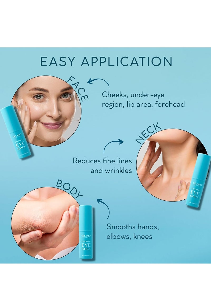 Cooling Eye Balm Stick with Caffeine: Under Eye Cream for Dark Circles Puffiness Eye Bags - Hyaluronic Acid Instantly Cooling, Hydrating & Brightening - Portable & Perfect for On-the-go Use 0.35 oz