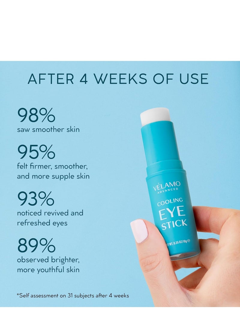 Cooling Eye Balm Stick with Caffeine: Under Eye Cream for Dark Circles Puffiness Eye Bags - Hyaluronic Acid Instantly Cooling, Hydrating & Brightening - Portable & Perfect for On-the-go Use 0.35 oz