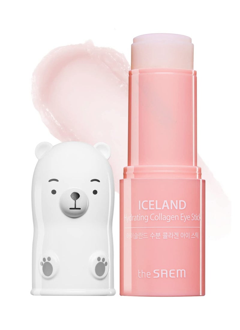 The SAEM Iceland Hydrating Collagen Eye Stick 0.24oz - Anti-wrinkle Moisturizing Eye Balm for Saggy Skin – Under Eye Treatment - Balm to Smooth Skin Texture - Rose Scent