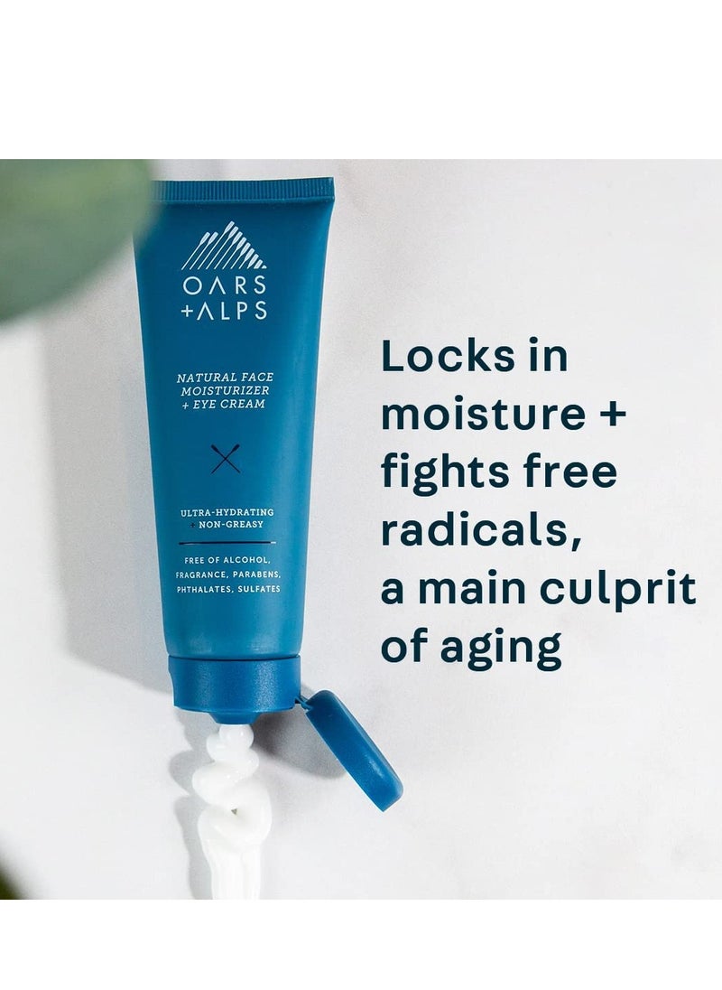 Oars + Alps Face Moisturizer and Eye Cream, Dermatologist Tested Skin Care Infused with Aloe Leaf Juice and Vitamin E, TSA Friendly, 2.5 Fl Oz, 2 Pack