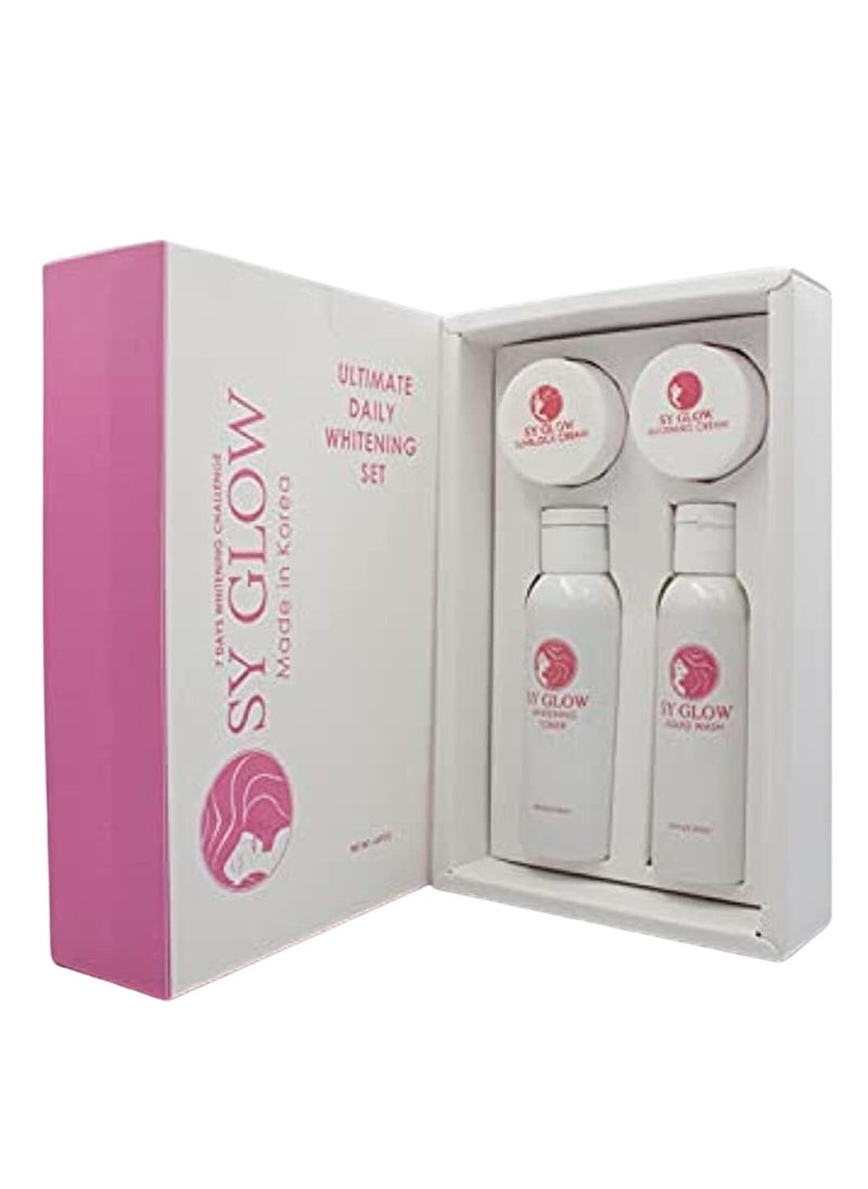 SY Glow Ultimate Daily Whitening Set – Complete Korean Skincare Kit with Toner, Cream & Soap – Brightening, Glowing & Even Skin Tone – Made in Korea