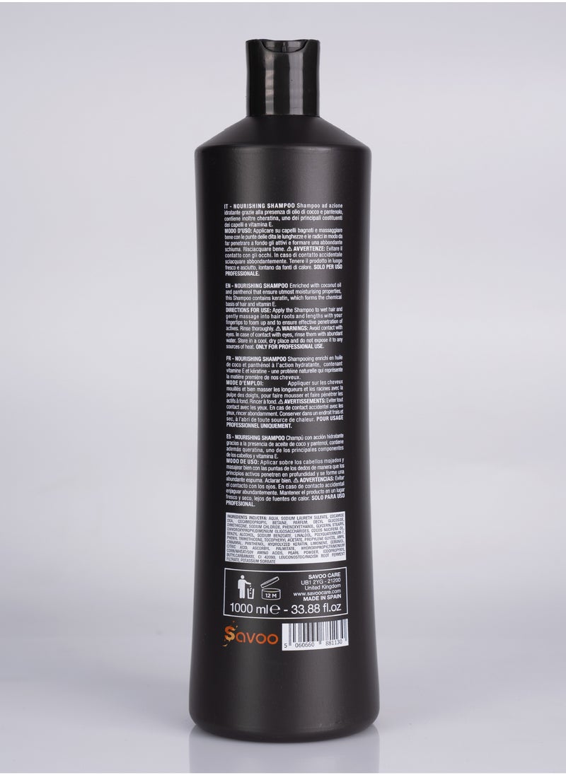 SAVOO Nourishing w/ Protein Shampoo – Moisture & Volume Boost for All Hair Types – Keratin, Coconut Oil & Vitamins (1000ml)