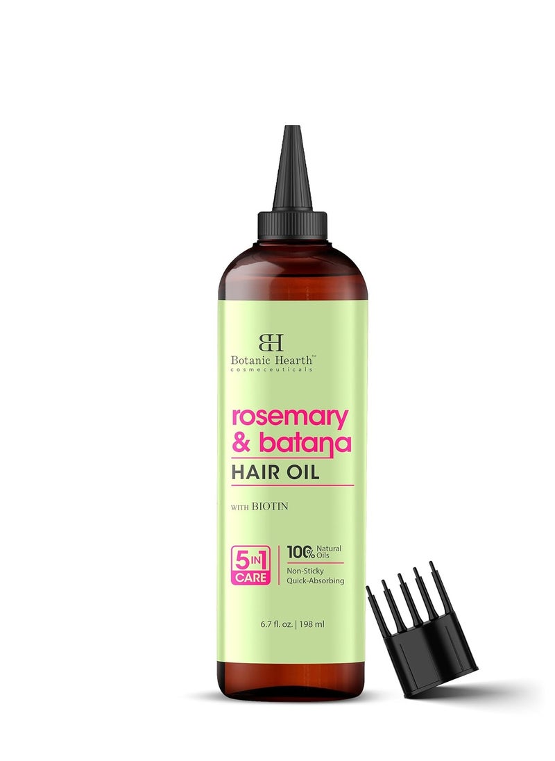 Botanic Hearth Rosemary & Batana Hair Oil (6.7 fl oz) | Revitalizing and Strengthening Hair Treatment for Fuller, Healthier-Looking Hair | Paraben Free | Suitable for All Hair Types