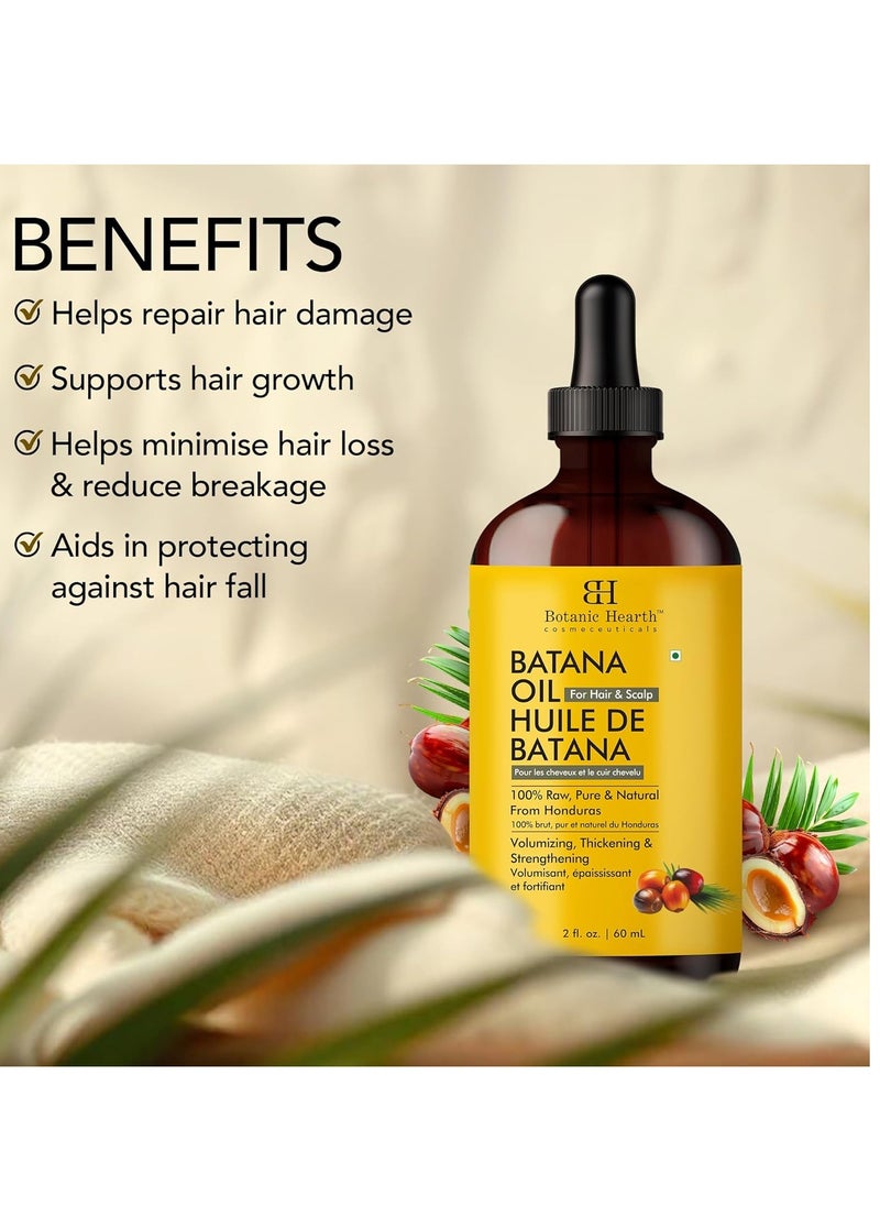 Botanic Hearth Raw Batana Oil for Hair Growth (2 fl oz) | 100% Pure & Unrefined Oil from Honduras | Promotes Thicker, Stronger Hair