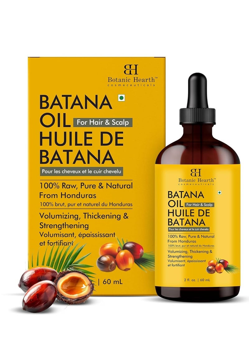 Botanic Hearth Raw Batana Oil for Hair Growth (2 fl oz) | 100% Pure & Unrefined Oil from Honduras | Promotes Thicker, Stronger Hair