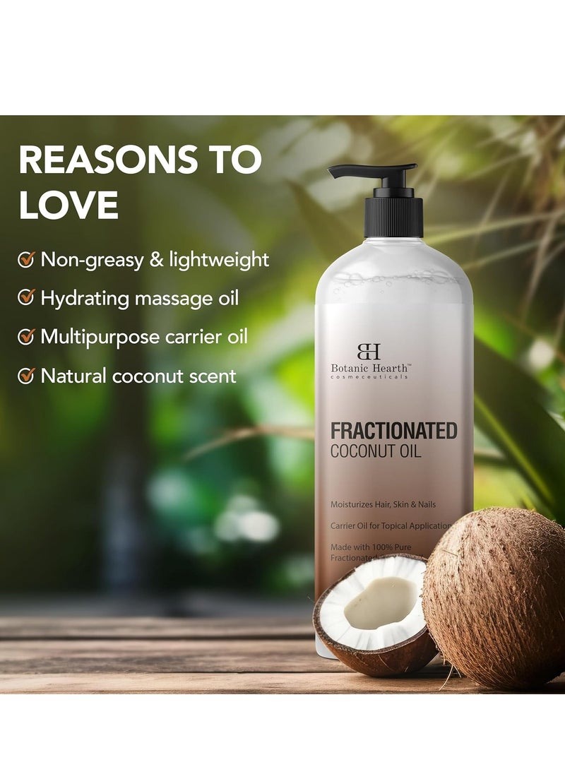 Botanic Hearth Fractionated Coconut Oil For skin 16 fl oz | Liquid Carrier Oil for Diluting Essential Oils - Skin, Lip, Body & Hair Oil Moisturize