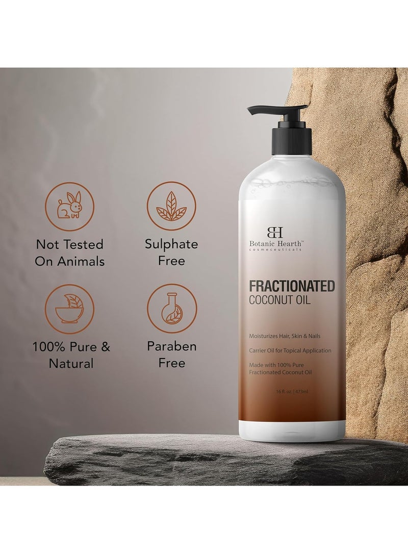 Botanic Hearth Fractionated Coconut Oil For skin 16 fl oz | Liquid Carrier Oil for Diluting Essential Oils - Skin, Lip, Body & Hair Oil Moisturize