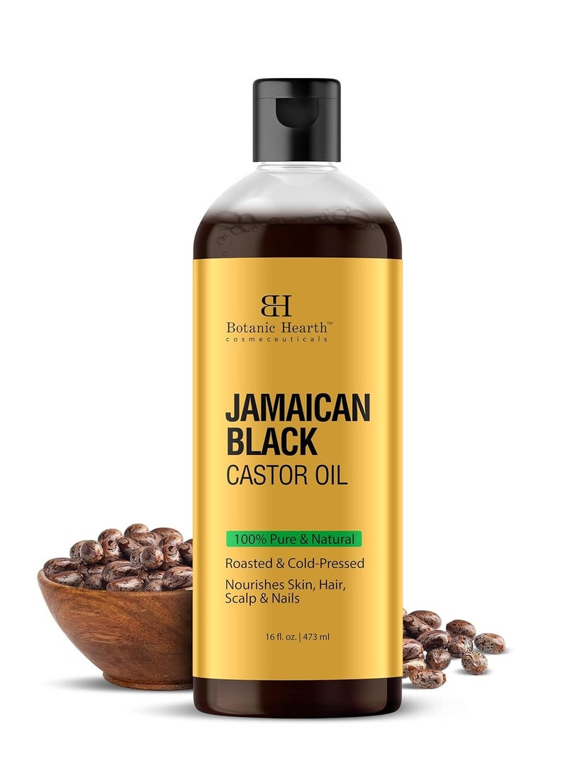 Botanic Hearth Jamaican Black Castor Oil (16 fl oz) | Roasted & Cold-Pressed | Promotes Hair Growth & Natural Skin Care | Ideal for Massage, Scalp, Hair & Nails