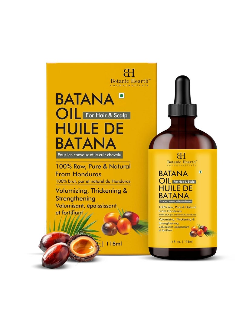 Botanic Hearth Raw Batana Oil for Hair Growth (4 fl oz) | 100% Pure & Unrefined Oil from Honduras | Promotes Thicker, Stronger Hair