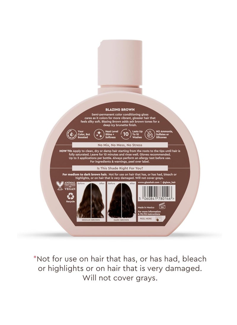 Super Gloss Colour Conditioning Gloss Blazing Brown for Natural Medium to Dark Brown Hair Rinse Out Semi Permanent Hair Gloss that Enhances Colour and Boosts Shine and Hydration