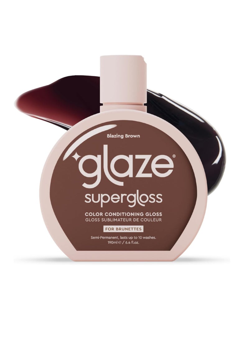 Super Gloss Colour Conditioning Gloss Blazing Brown for Natural Medium to Dark Brown Hair Rinse Out Semi Permanent Hair Gloss that Enhances Colour and Boosts Shine and Hydration