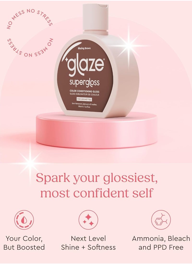 Super Gloss Colour Conditioning Gloss Blazing Brown for Natural Medium to Dark Brown Hair Rinse Out Semi Permanent Hair Gloss that Enhances Colour and Boosts Shine and Hydration
