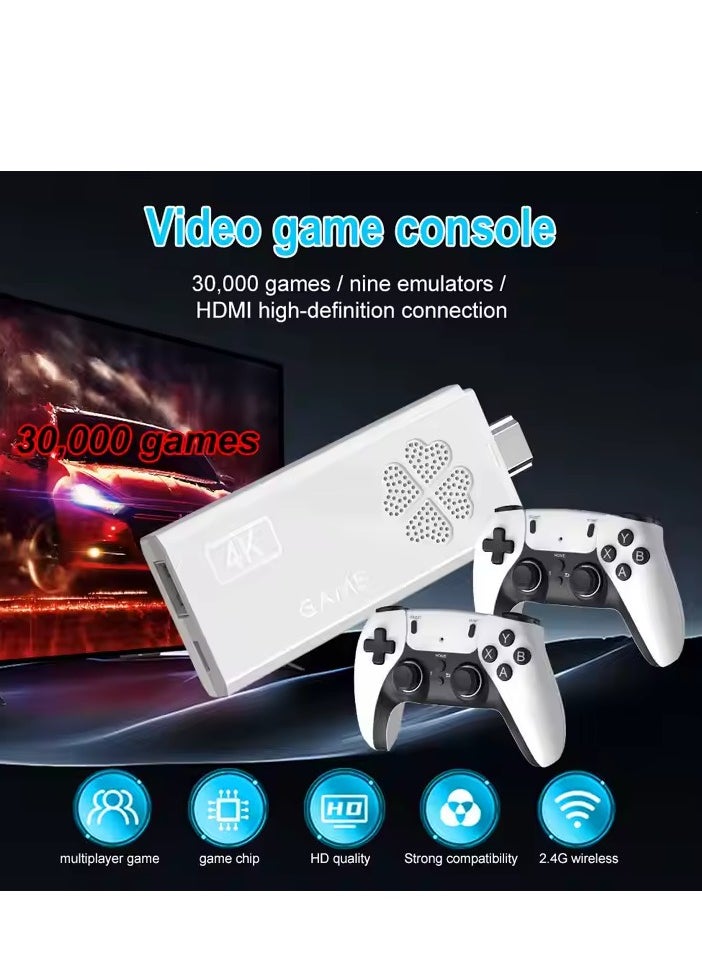 2025 HD Retro Game Stick | 64GB 30,000+ Games | 4K 2.4G Wireless Console with Dual Controllers | PS1/MAME/Arcade Classics | Plug & Play TV Game Console