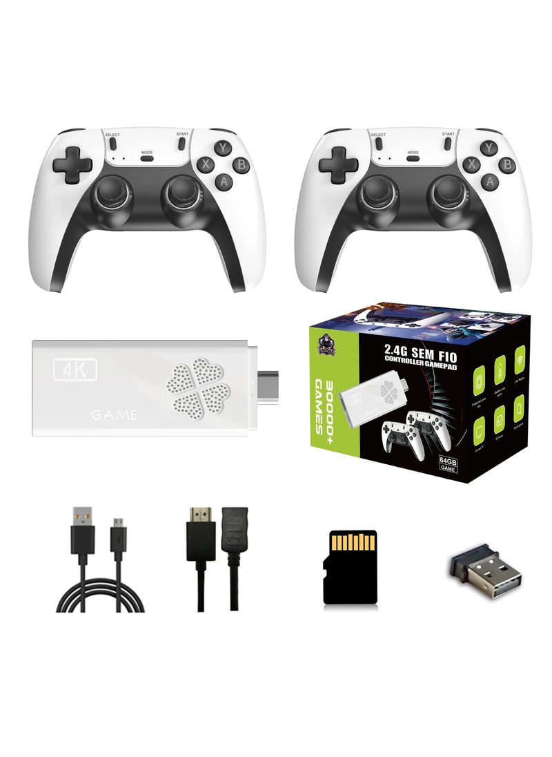 2025 HD Retro Game Stick | 64GB 30,000+ Games | 4K 2.4G Wireless Console with Dual Controllers | PS1/MAME/Arcade Classics | Plug & Play TV Game Console