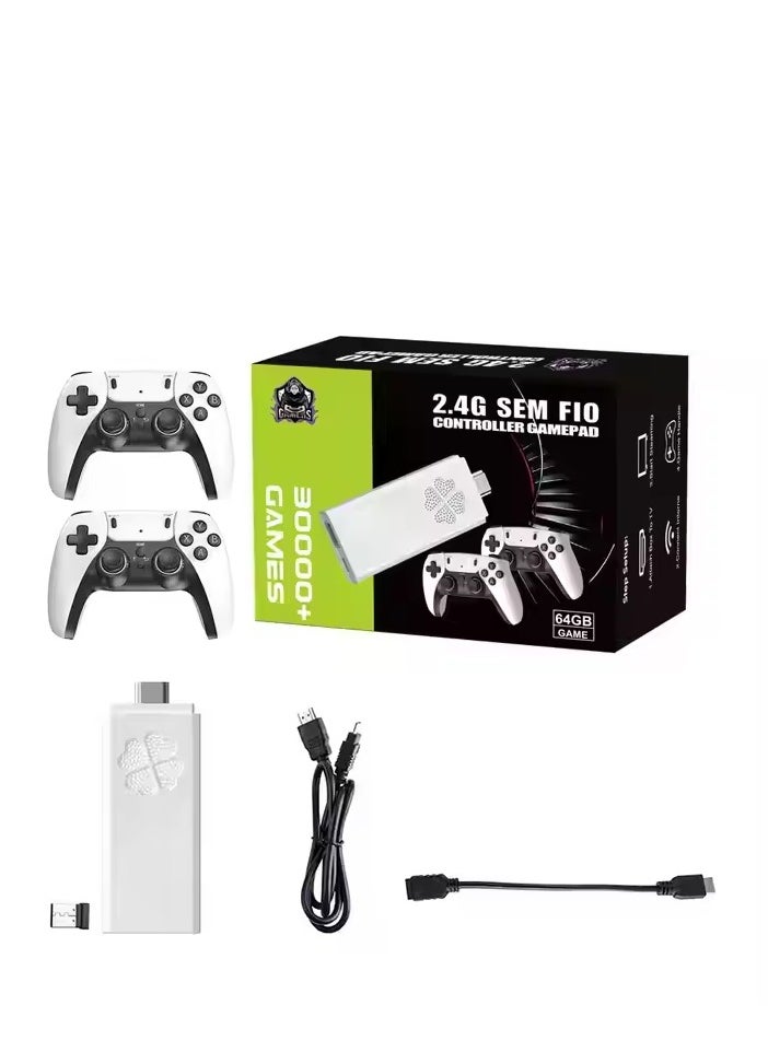 2025 HD Retro Game Stick | 64GB 30,000+ Games | 4K 2.4G Wireless Console with Dual Controllers | PS1/MAME/Arcade Classics | Plug & Play TV Game Console