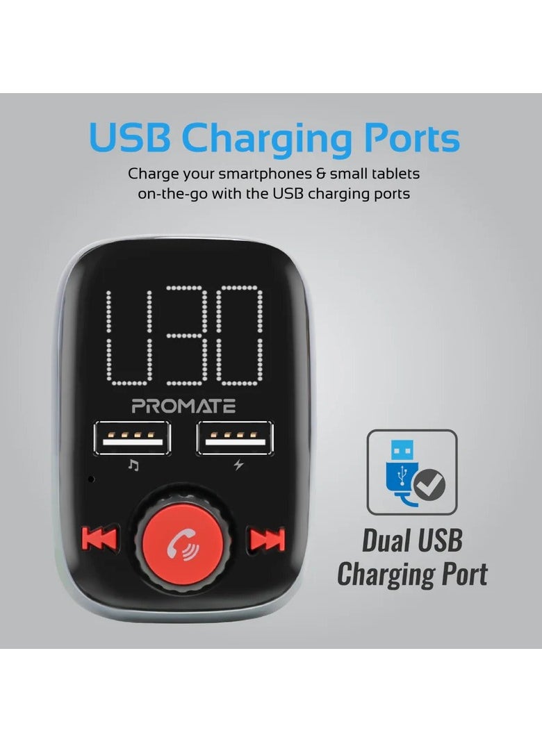 Wireless In-Car FM Transmitter With Dual USB Charging Ports