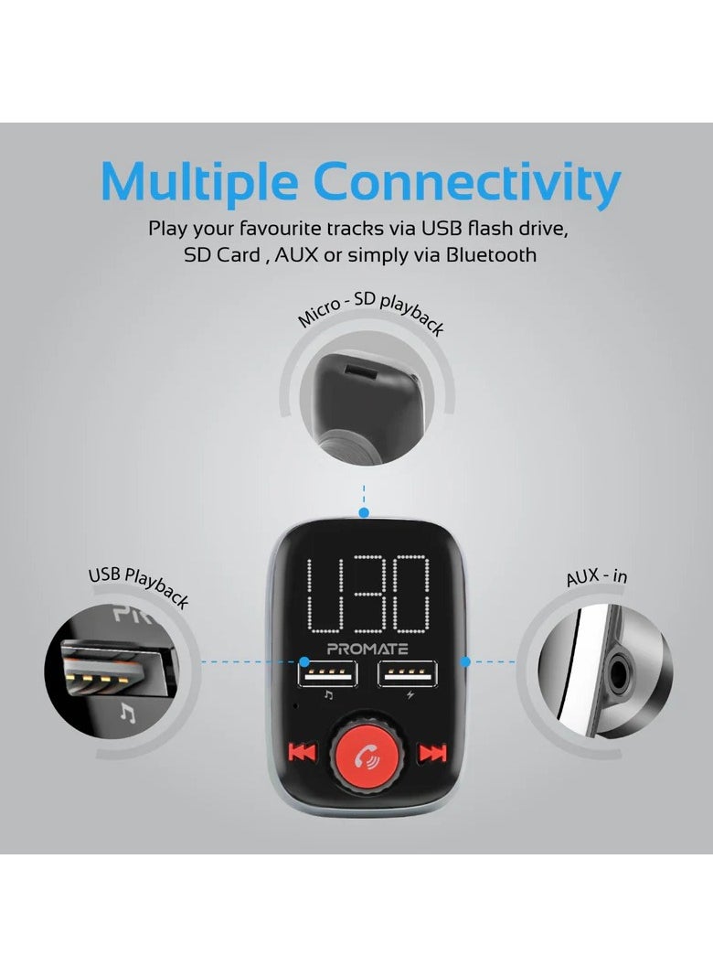 Wireless In-Car FM Transmitter With Dual USB Charging Ports