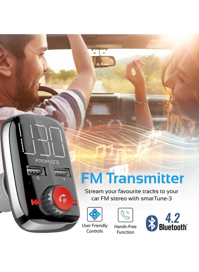 Wireless In-Car FM Transmitter With Dual USB Charging Ports