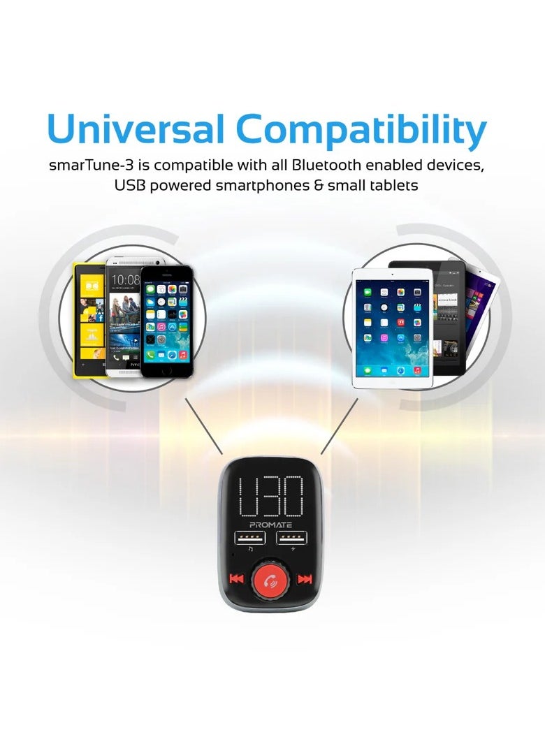 Wireless In-Car FM Transmitter With Dual USB Charging Ports