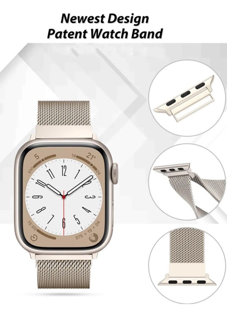 Stainless Steel Milanese Loop Compatible with Apple Watch Band 46mm 42mm 44mm 45mm 49mm men and women, Mesh Loop Magnetic Clasp Replacement for iWatch Bands 10 ,Silver