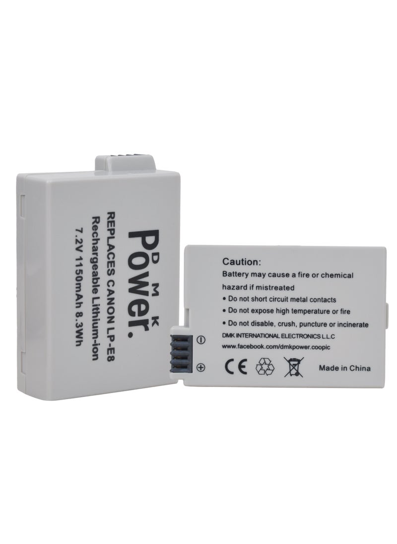 DMK Power LP-E8 1150mAh Battery Compatible With Canon EOS 550D, EOS 600D, EOS 700D, EOS Rebel T2i, EOS Rebel T3i, EOS Rebel T4i, EOS Rebel T5i Cameras