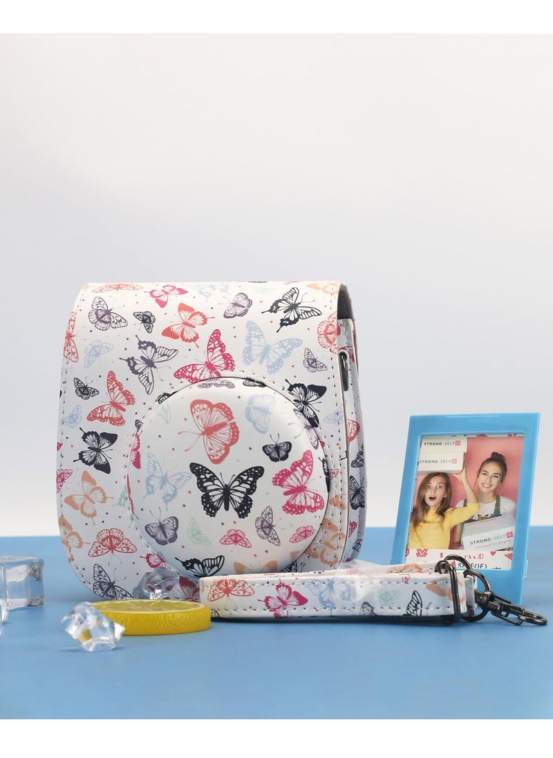 Protective Case for Fujifilm Instax Mini 12 11 9 Instant Camera, PU Leather Protective Case for Polaroid Camera Instax Mini 12 with Accessory Pocket and Adjustable Strap