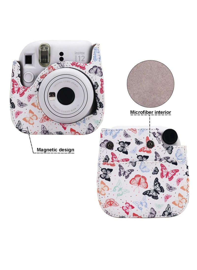 Protective Case for Fujifilm Instax Mini 12 11 9 Instant Camera, PU Leather Protective Case for Polaroid Camera Instax Mini 12 with Accessory Pocket and Adjustable Strap